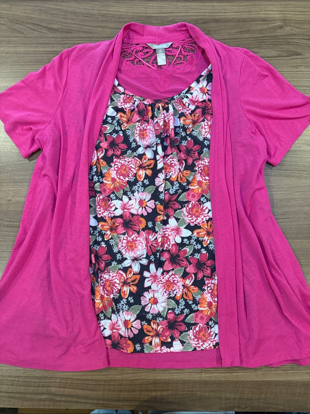 White Stag Pink Layered Floral Panel Tunic